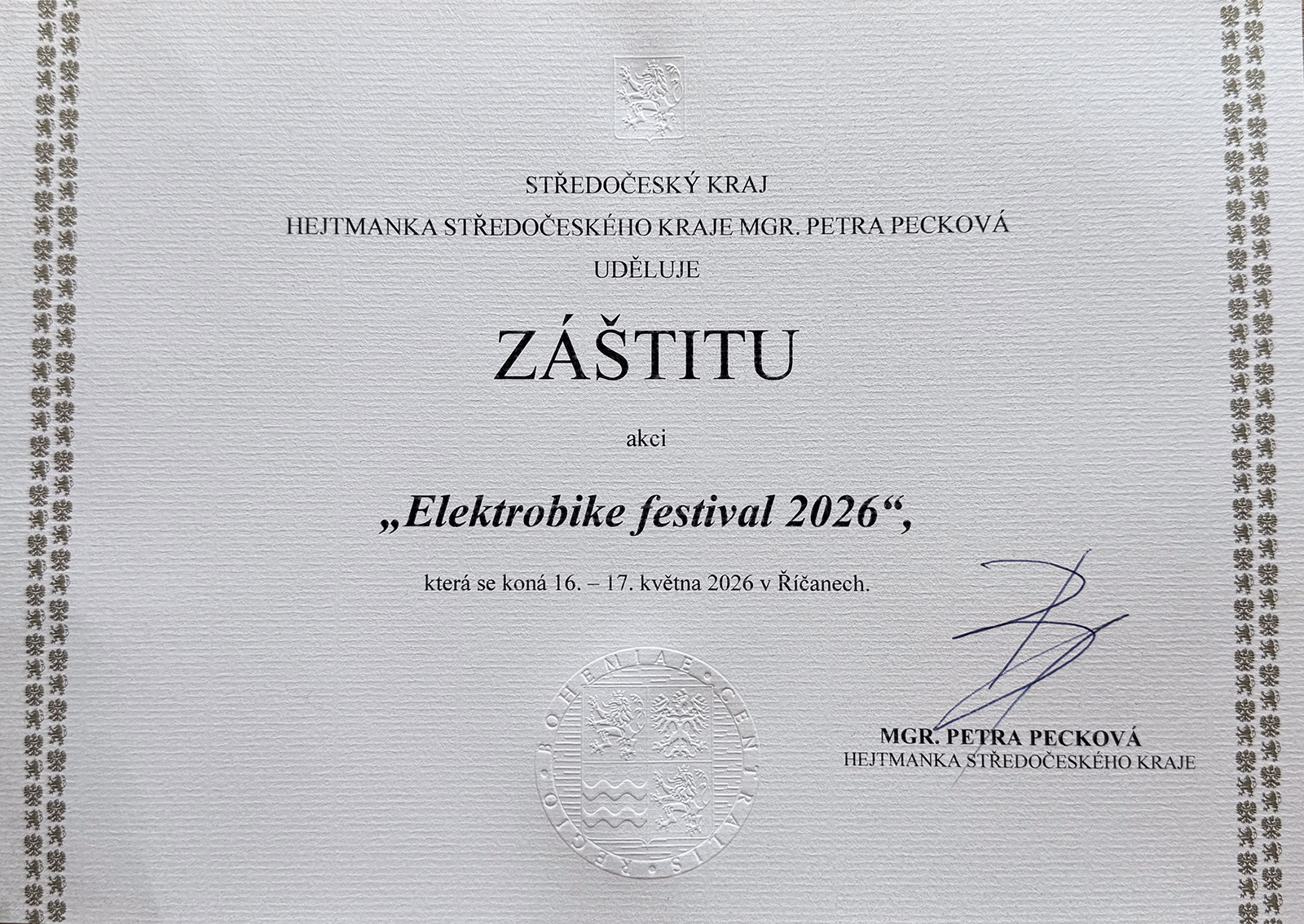 Záštita hejtmanky kraje